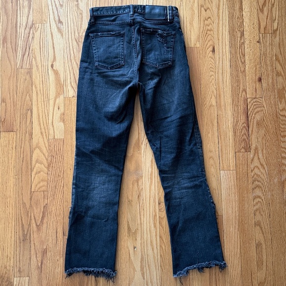 Moussy sz 24 Black Straight Leg Jeans with detailed flattering slit Frayed Hem - Picture 5 of 8